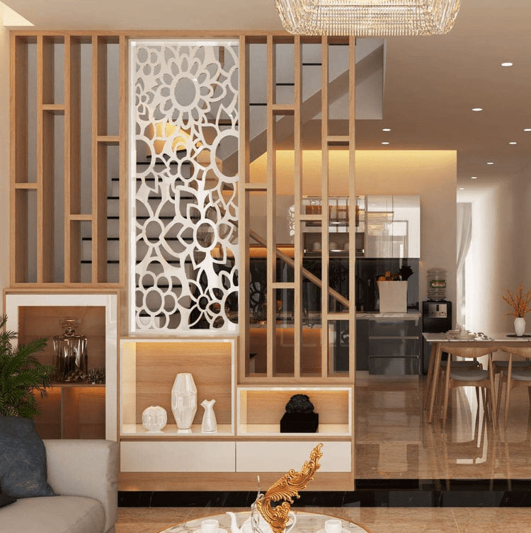 Mẫu vách ngăn cầu thang hiện đại, đơn giản nhưng thẩm mỹ